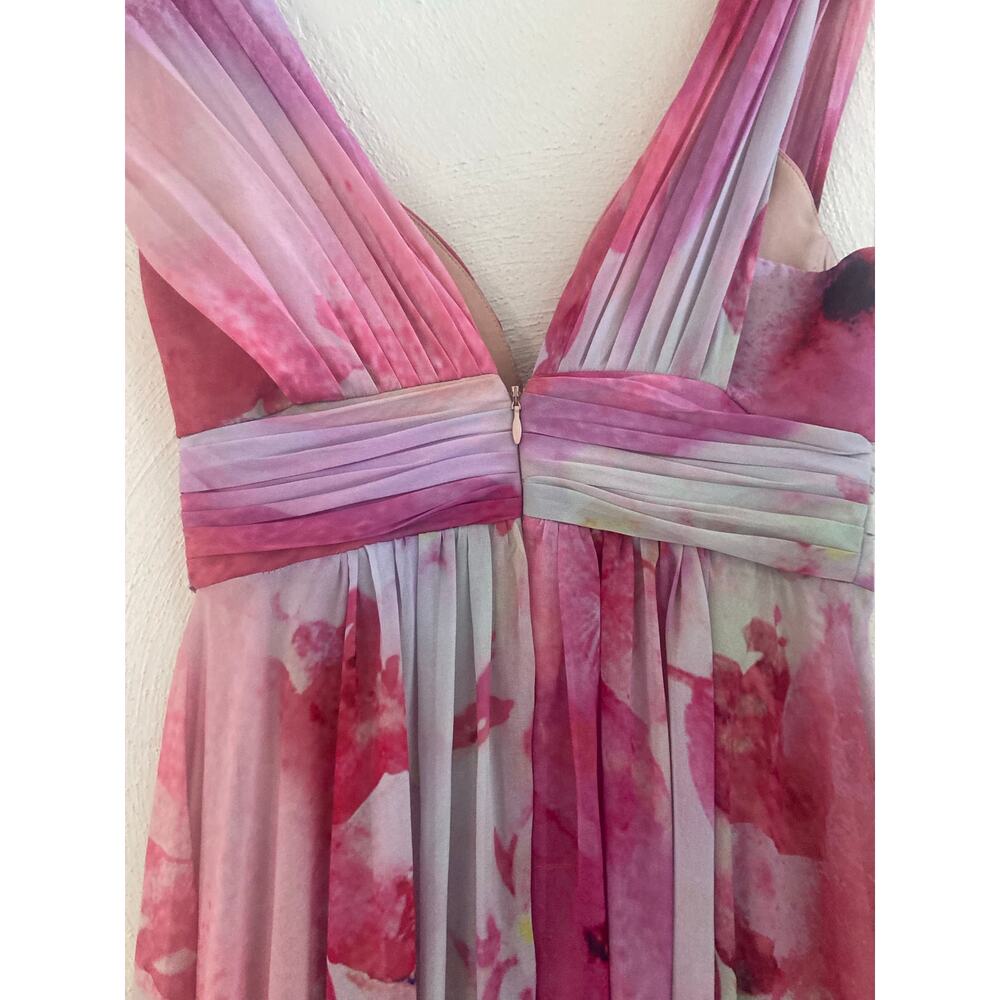 Fame and Partners Valencia Watercolor Floral Maxi Dress Split Empire Chiffon 6 - Picture 8 of 17